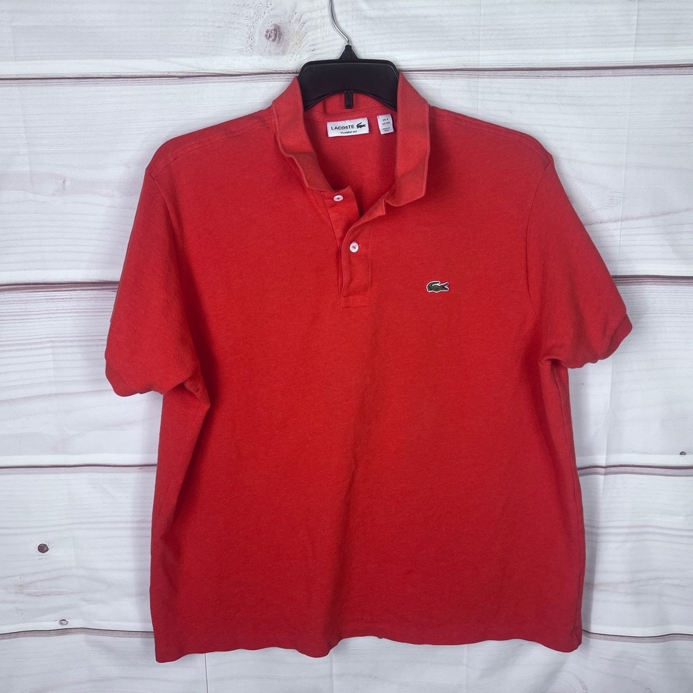 Lacoste Shirt Mens 4XL Orange Pique Polo Short Sleeve Classic‎ Fit Collar Solid